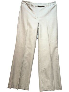 Ann Taylor Women's Wide Leg Dress Pants Flat Front Size 14 Beige Solid Pockets